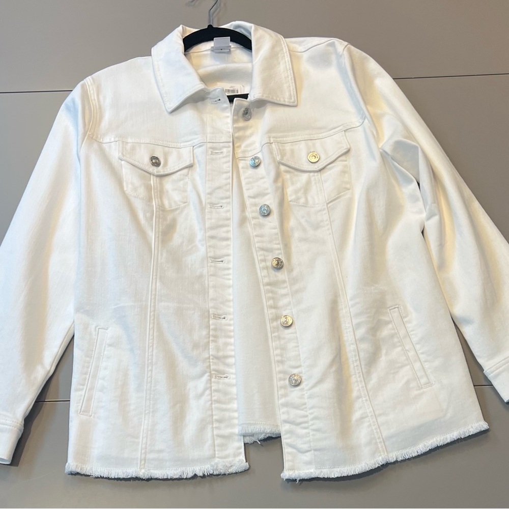 NWT Chico's Crisp White Denim Jacket, Equivalent to size 12
